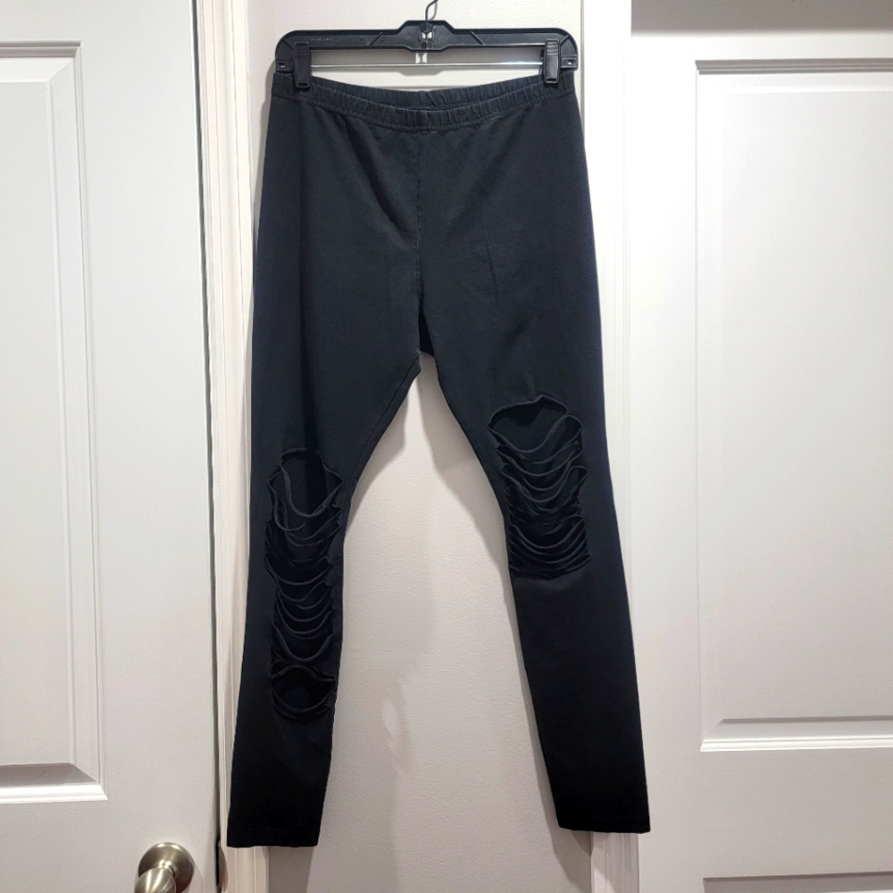 Sparkle & Fade Ripped Knee Black Leggings